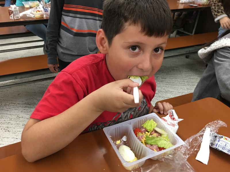 Photo of boy eating salad